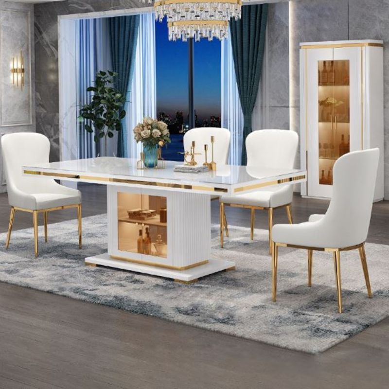 White high gloss dining online table and 4 chairs