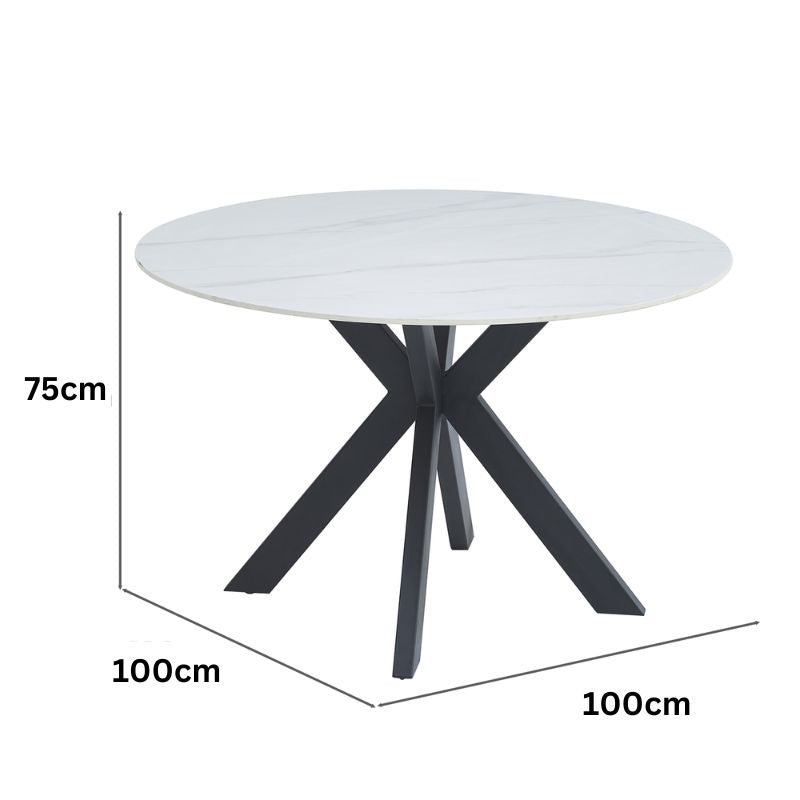 Neo Tracey Round Marble Stone Dining Table