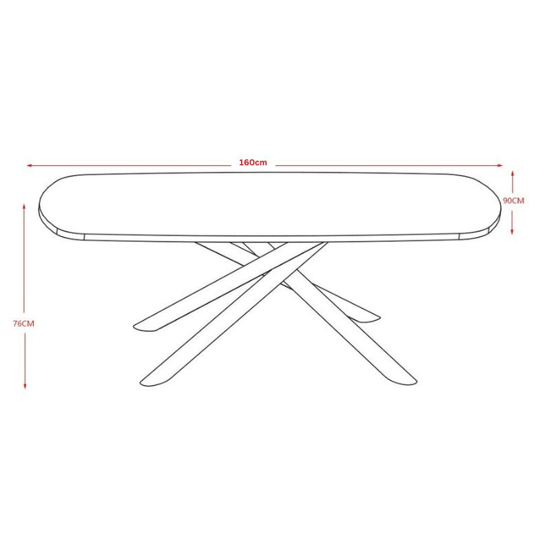 Neo Dina Dining Table White Marble Sintered Stone Top Rounded Rectangular