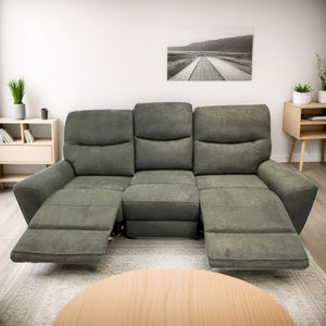 Fabric 3 Seater Manual Motion Recliner Sofa Cosmic Dark Gray