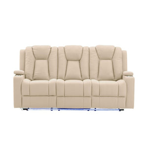 Lyon Theatre Electric Recliner Sofa Buckskin Fabric 3 seater Latte