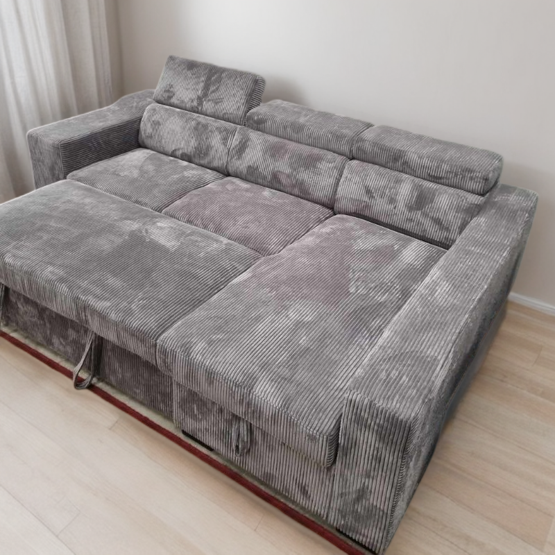 Leo Comfort Sleeper: Stylish Fabric Sofa Bed for Cozy Living Dark Grey - Right