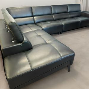 Alexander Genuine Leather L Shape Sofa with Adjustable Headrest Left