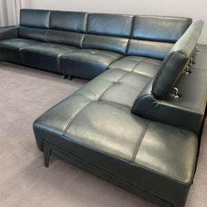 Alexander Genuine Leather L Shape Sofa with Adjustable Headrest Right