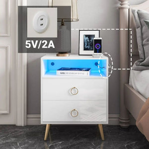 Amelia Modern LED Bedside table with USB and power socket