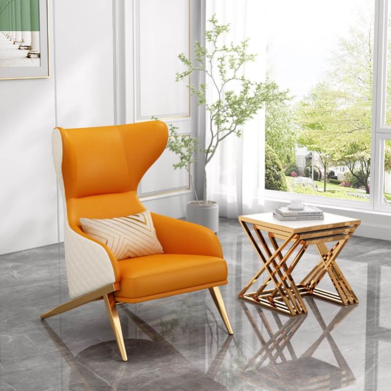 PRE ORDER & SAVE Orange and White Wingback Leisure Chair with Gold Legs