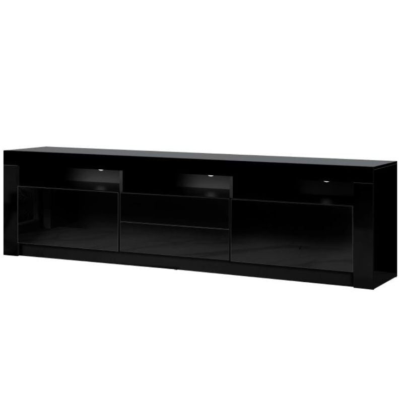 LED RGB TV Cabinet Entertainment Unit Stand Gloss Drawers 160cm Black