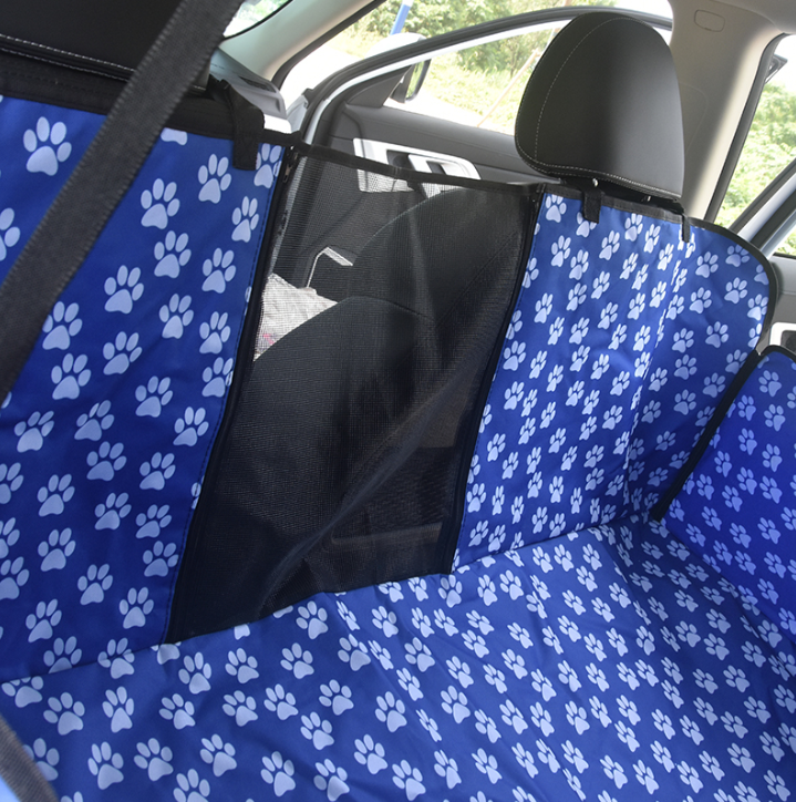 Waterproof Pet Car Seat Cover Hammock Blue With Mesh Window