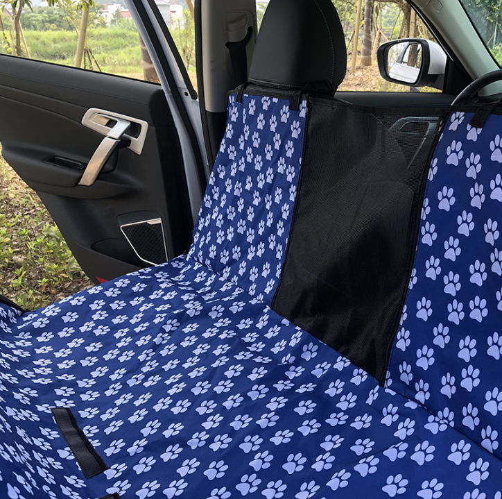 Waterproof Pet Car Seat Cover Hammock Blue With Mesh Window