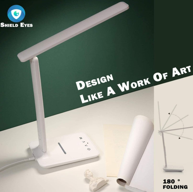 LED Desk Lamp with Fast Wireless Charger Clock Alarm Date Temperature