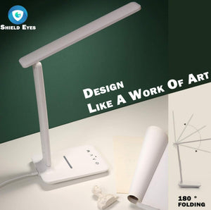 LED Desk Lamp with Fast Wireless Charger Clock Alarm Date Temperature