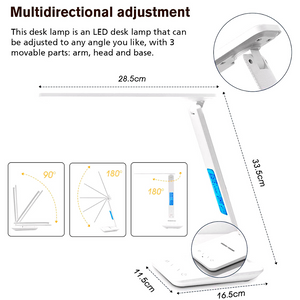 LED Desk Lamp with Fast Wireless Charger Clock Alarm Date Temperature