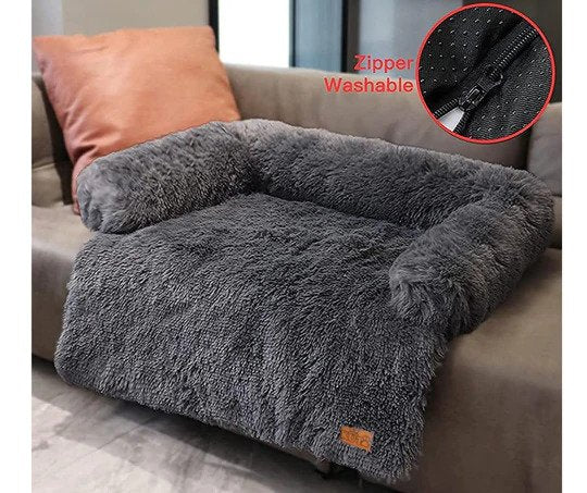 Calming Furniture Protector Washable Plush Lounger 102x89cm - Large Charcoal